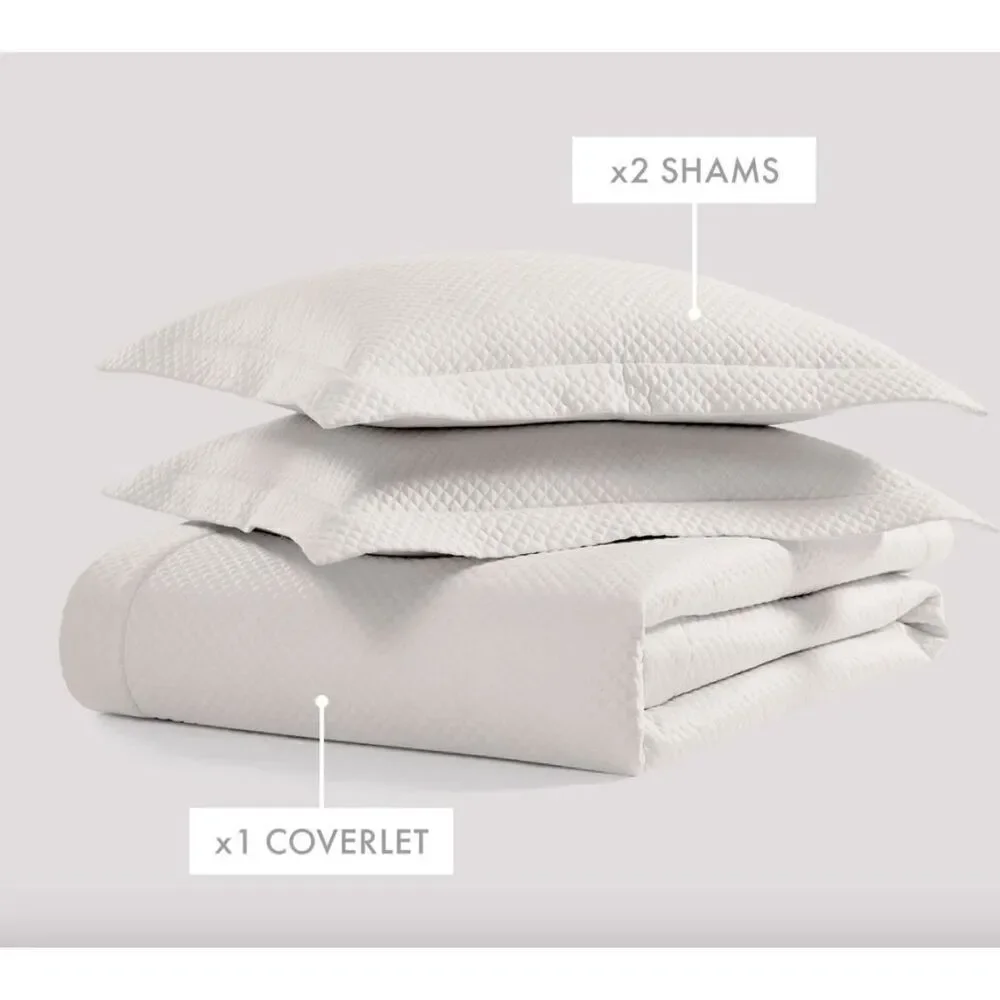 NWT's Pure Parima Diamond King/Cal King Quilted Coverlet Set in Ivory $375
